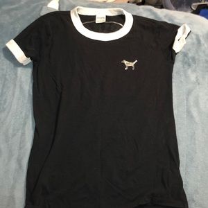 black and white victoria secret pink shirt